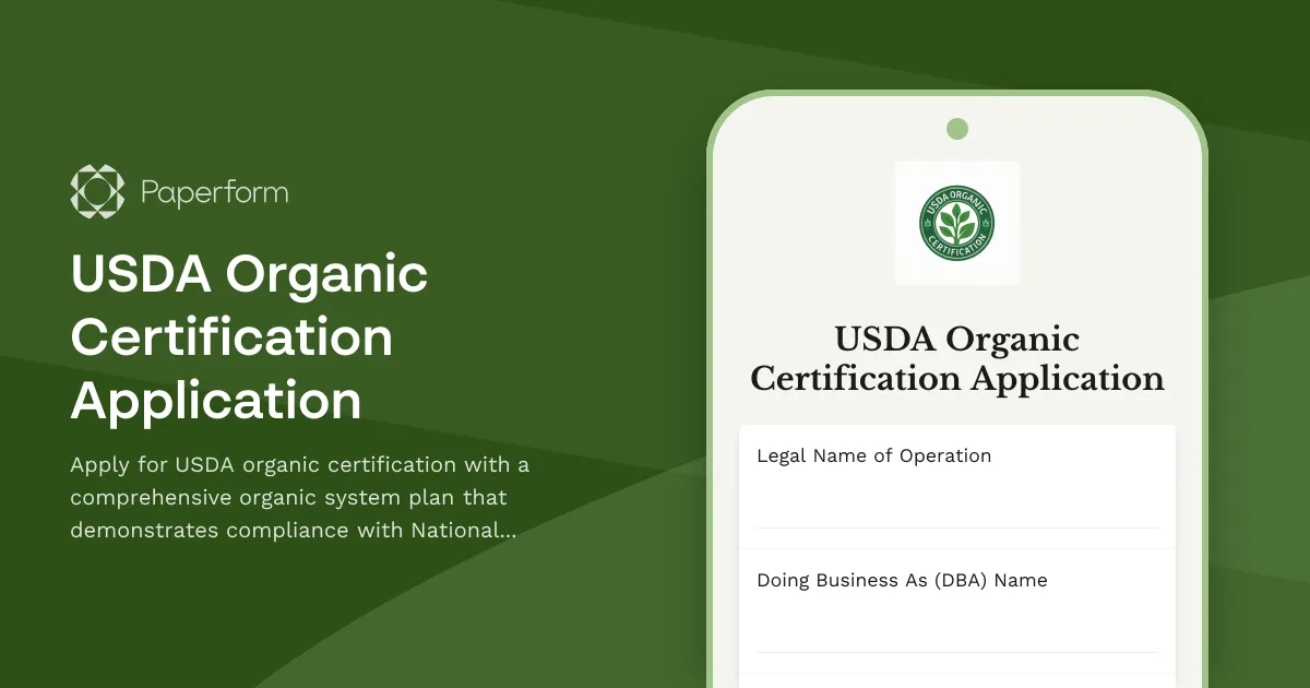 USDA Organic Certification Application