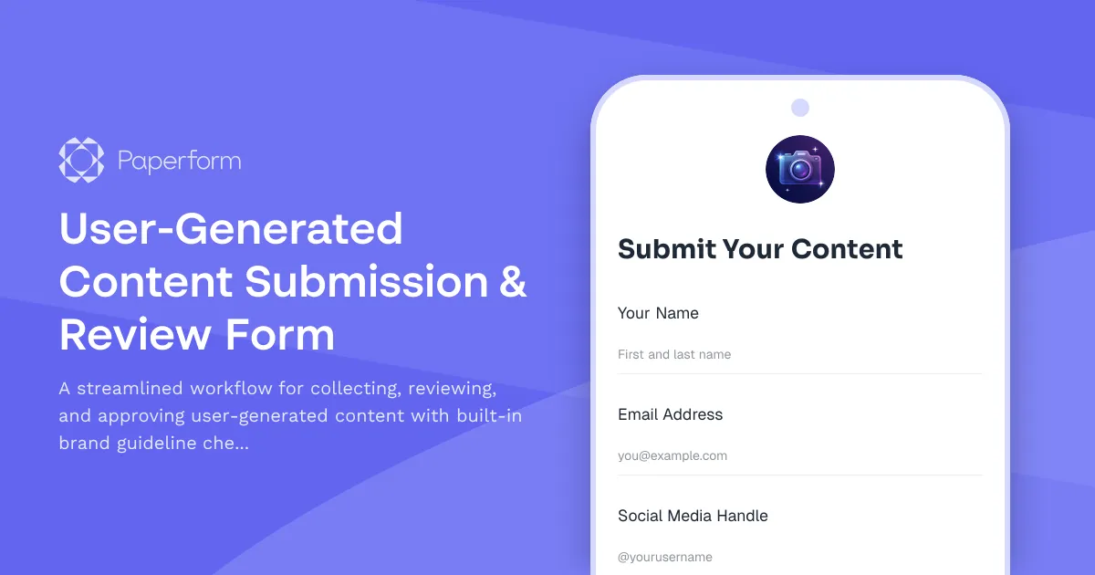 User-Generated Content Submission & Review Form