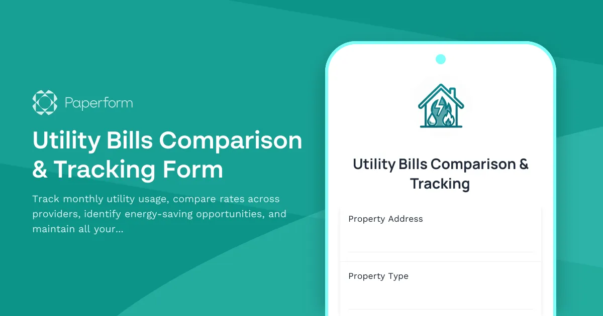 Utility Bills Comparison & Tracking Form