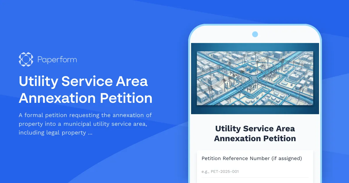 Utility Service Area Annexation Petition
