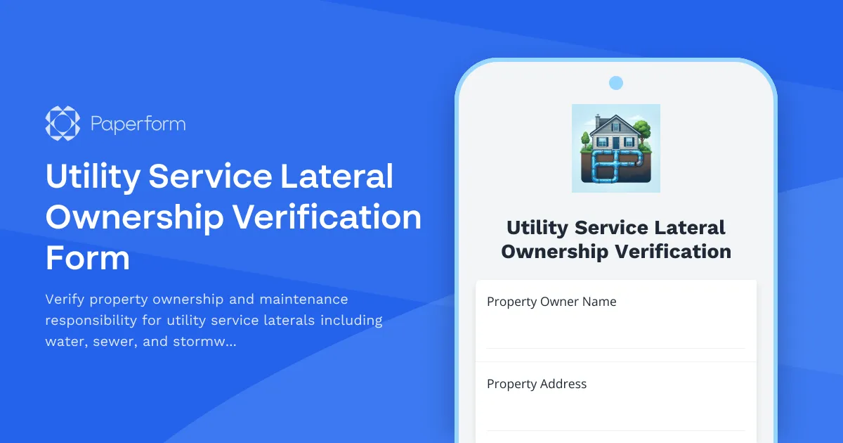 Utility Service Lateral Ownership Verification Form