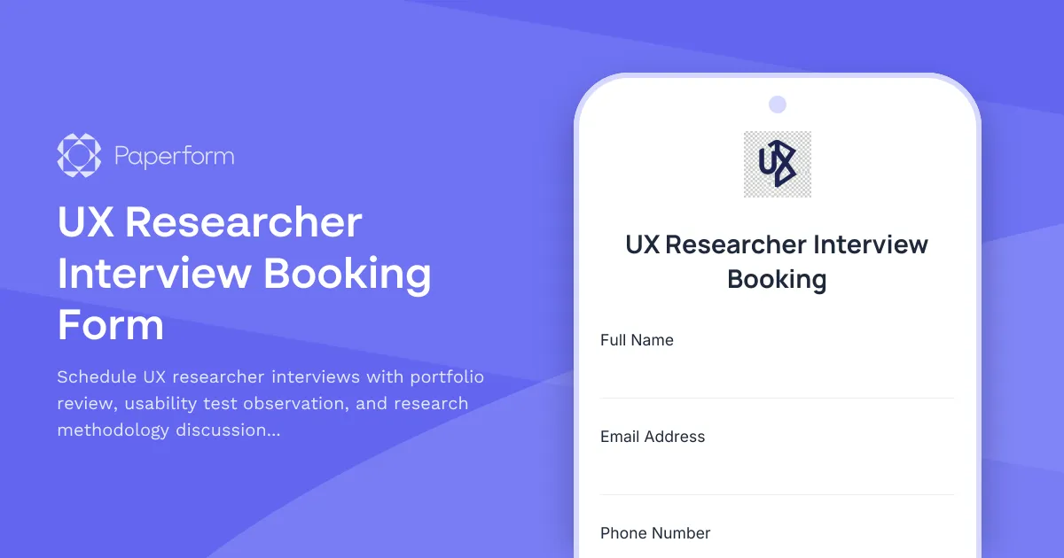 UX Researcher Interview Booking Form