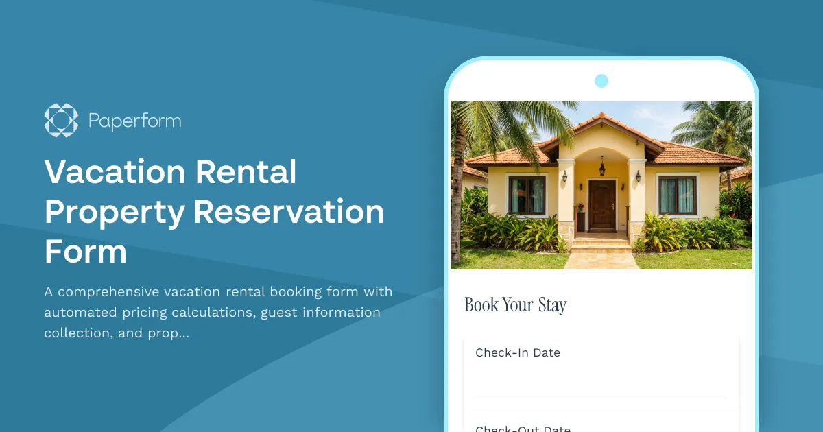 Vacation Rental Property Reservation Form