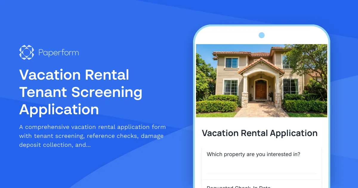 Vacation Rental Tenant Screening Application