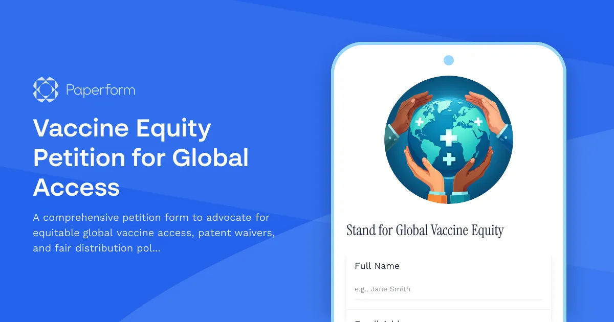 Vaccine Equity Petition for Global Access