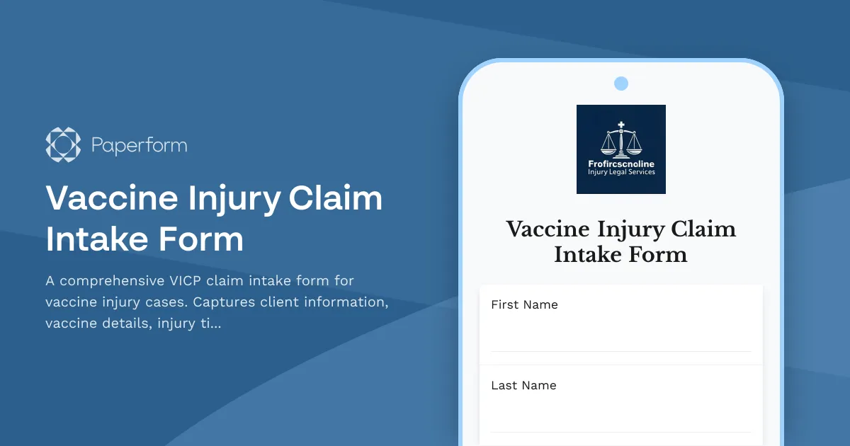 Vaccine Injury Claim Intake Form