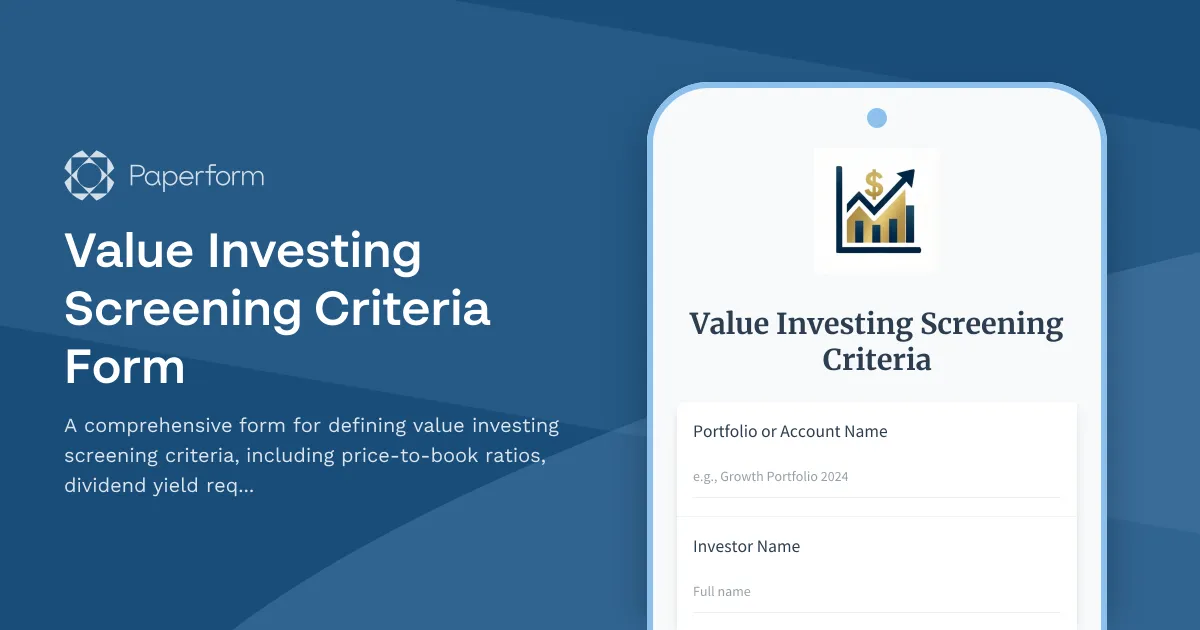 Value Investing Screening Criteria Form