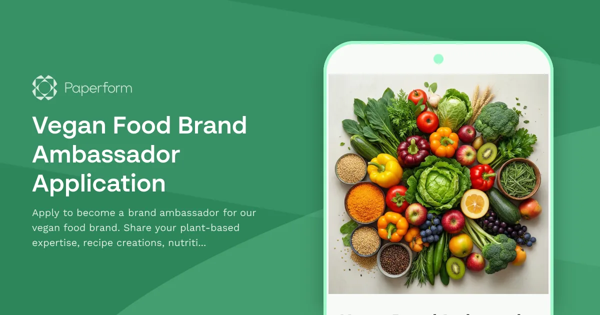 Vegan Food Brand Ambassador Application