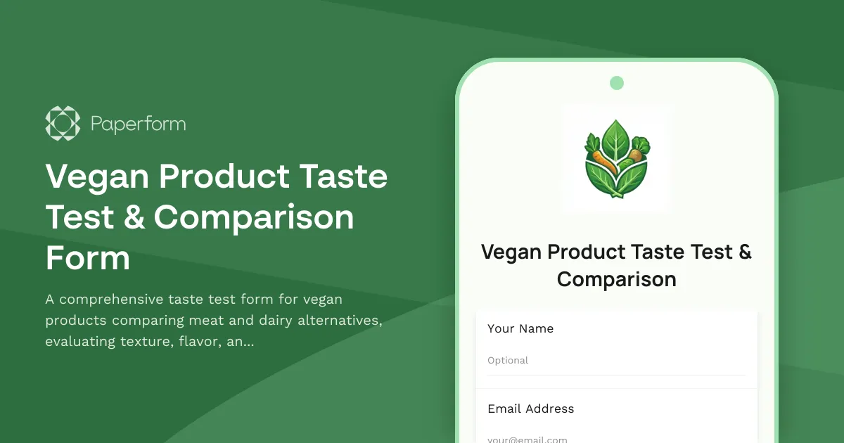 Vegan Product Taste Test & Comparison Form