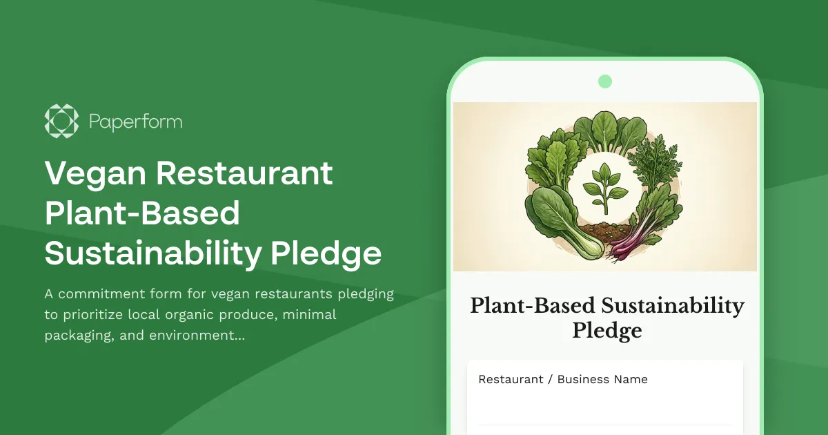 Vegan Restaurant Plant-Based Sustainability Pledge