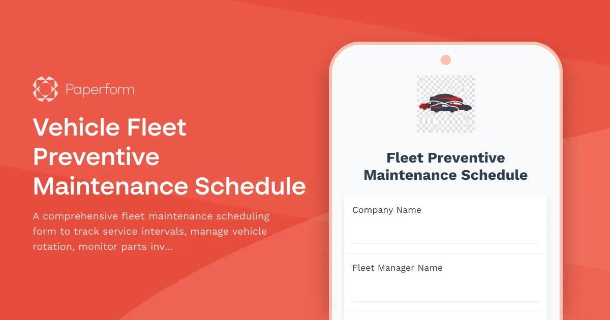 Vehicle Fleet Preventive Maintenance Schedule