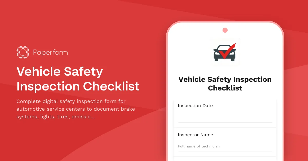 Vehicle Safety Inspection Checklist