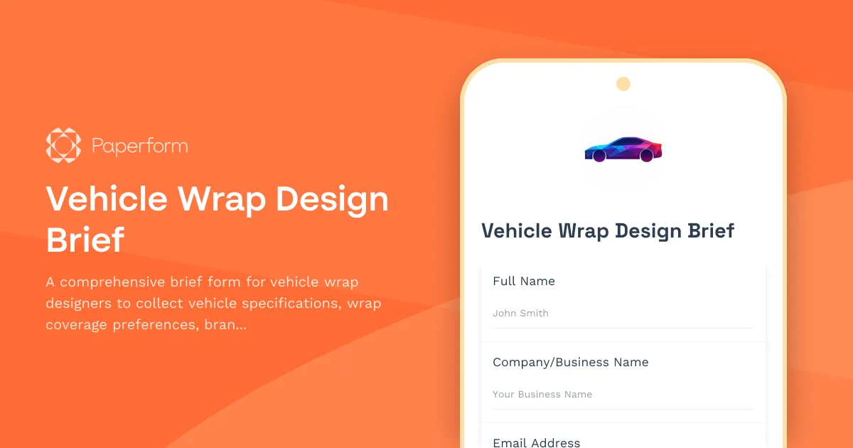 Vehicle Wrap Design Brief