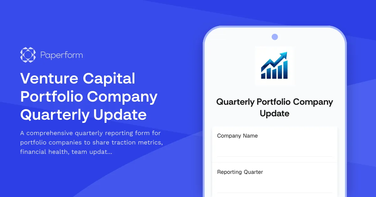 Venture Capital Portfolio Company Quarterly Update