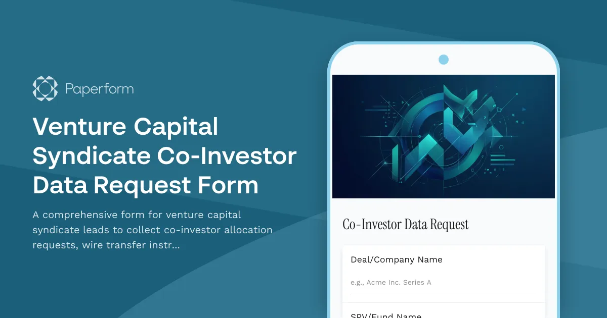Venture Capital Syndicate Co-Investor Data Request Form