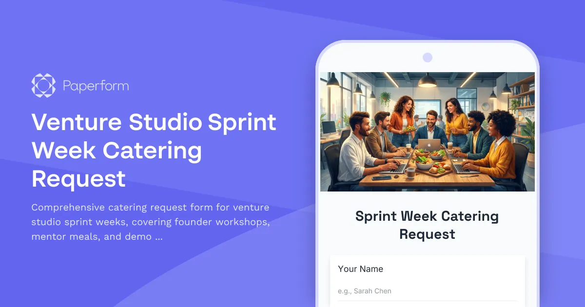 Venture Studio Sprint Week Catering Request