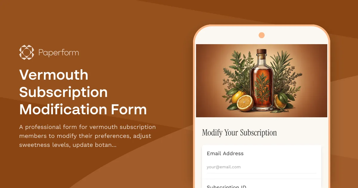 Vermouth Subscription Modification Form