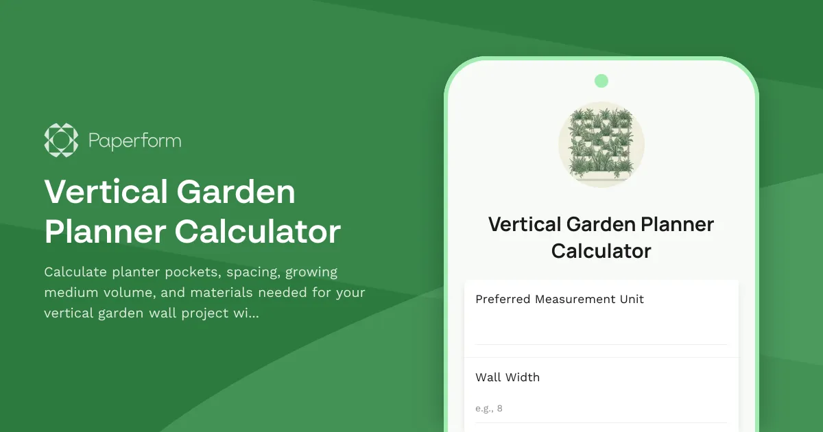 Vertical Garden Planner Calculator