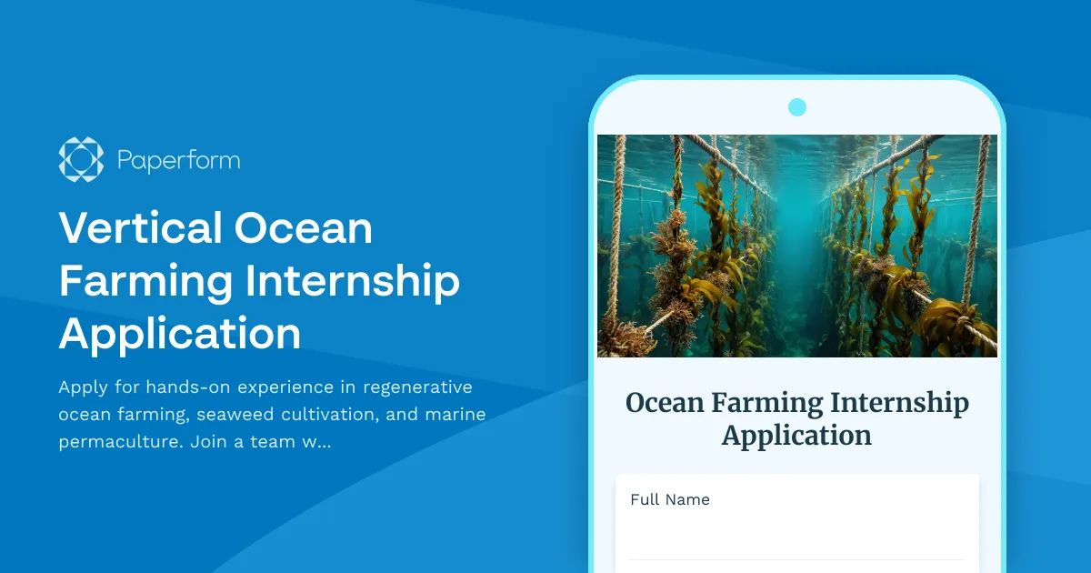 Vertical Ocean Farming Internship Application