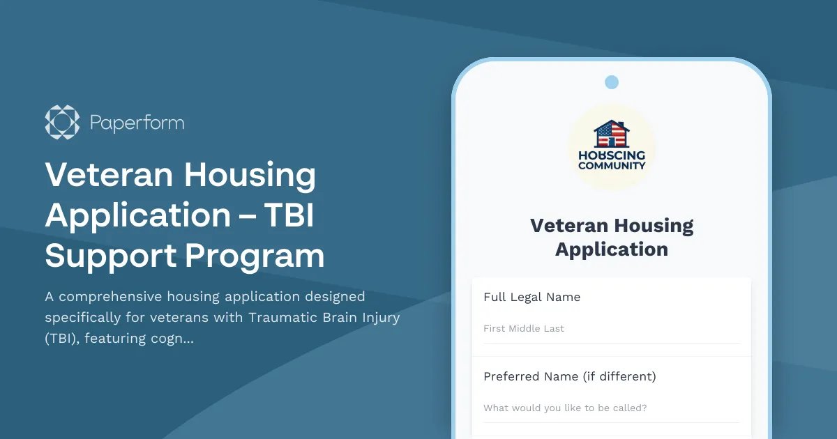 Veteran Housing Application – TBI Support Program