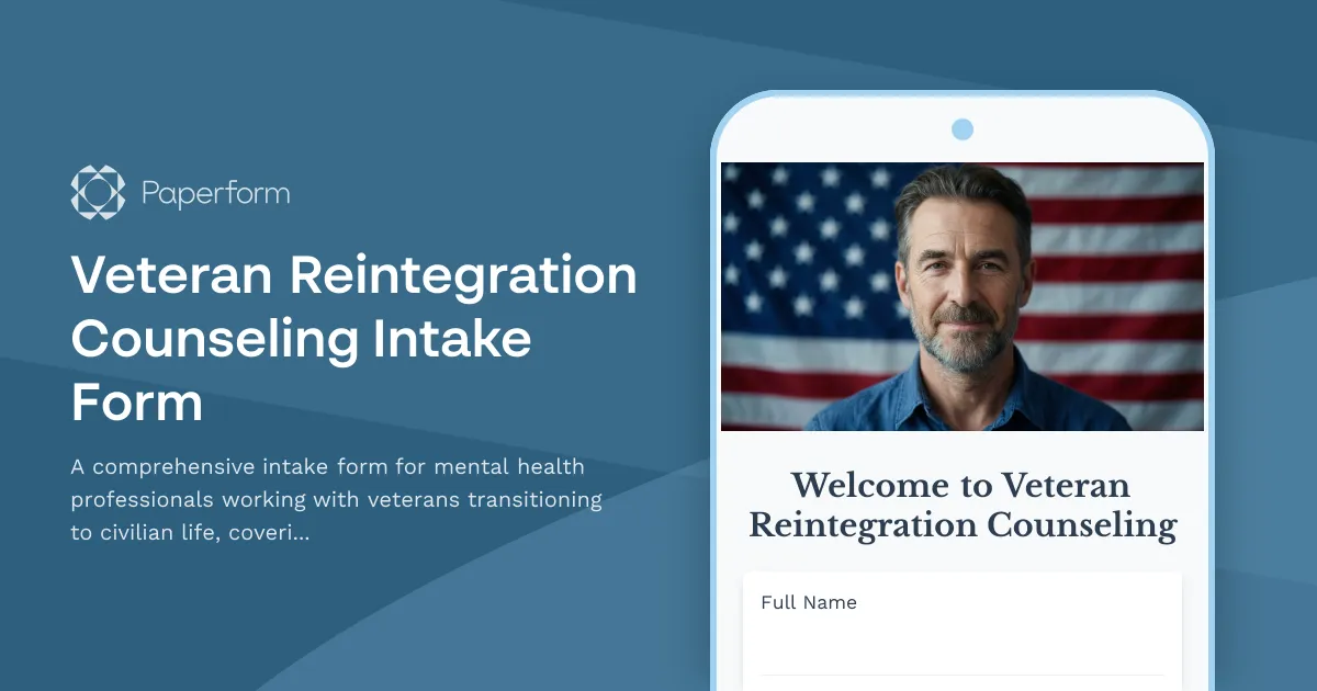 Veteran Reintegration Counseling Intake Form