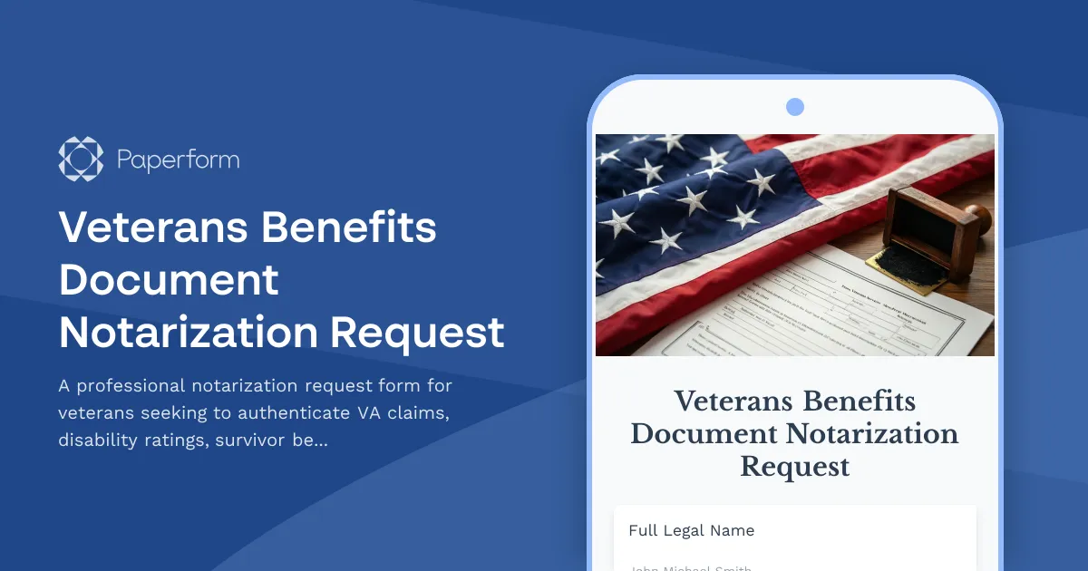 Veterans Benefits Document Notarization Request
