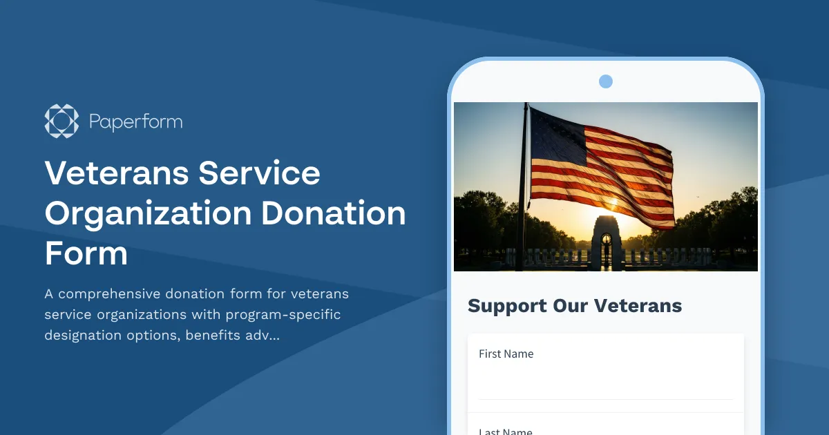 Veterans Service Organization Donation Form