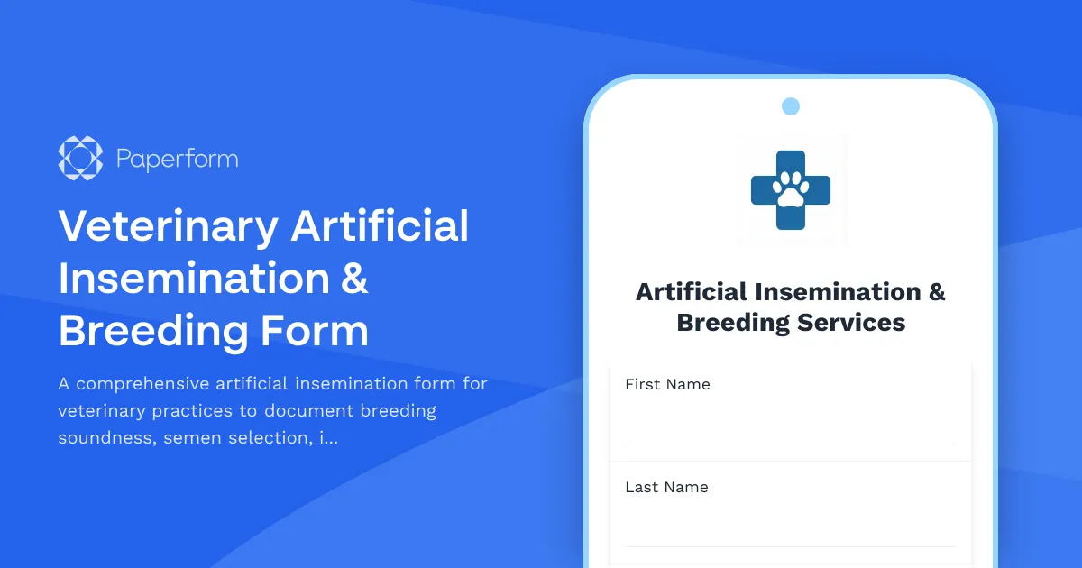 Veterinary Artificial Insemination & Breeding Form