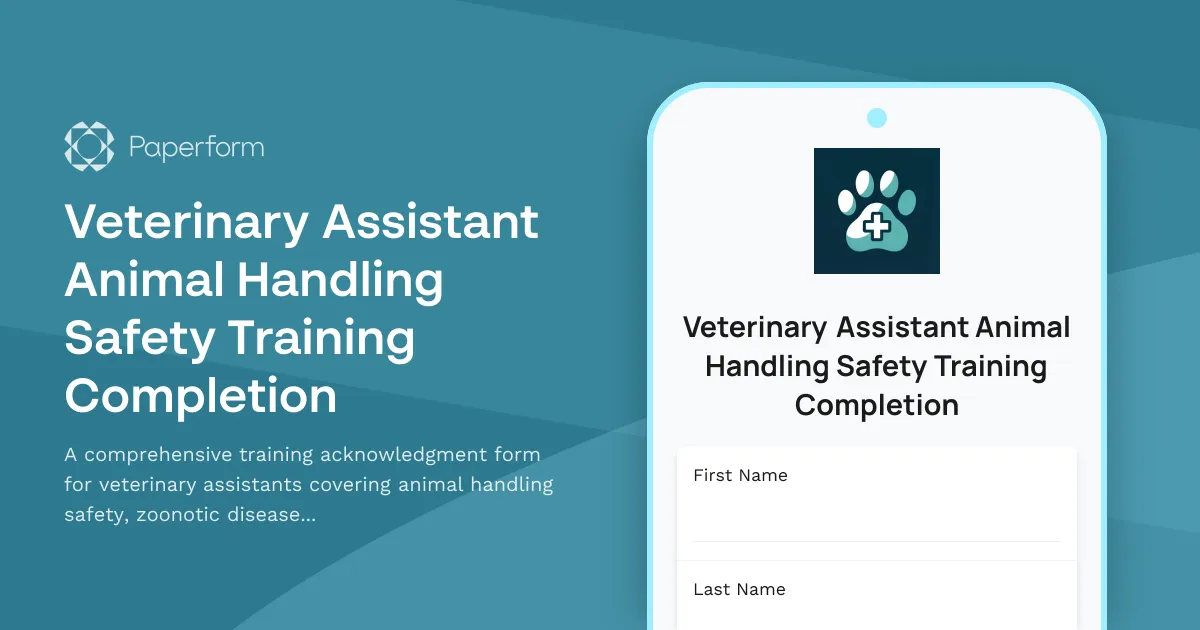 Veterinary Assistant Animal Handling Safety Training Completion