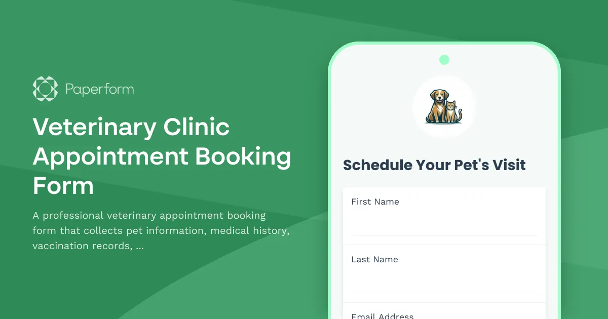 Veterinary Clinic Appointment Booking Form