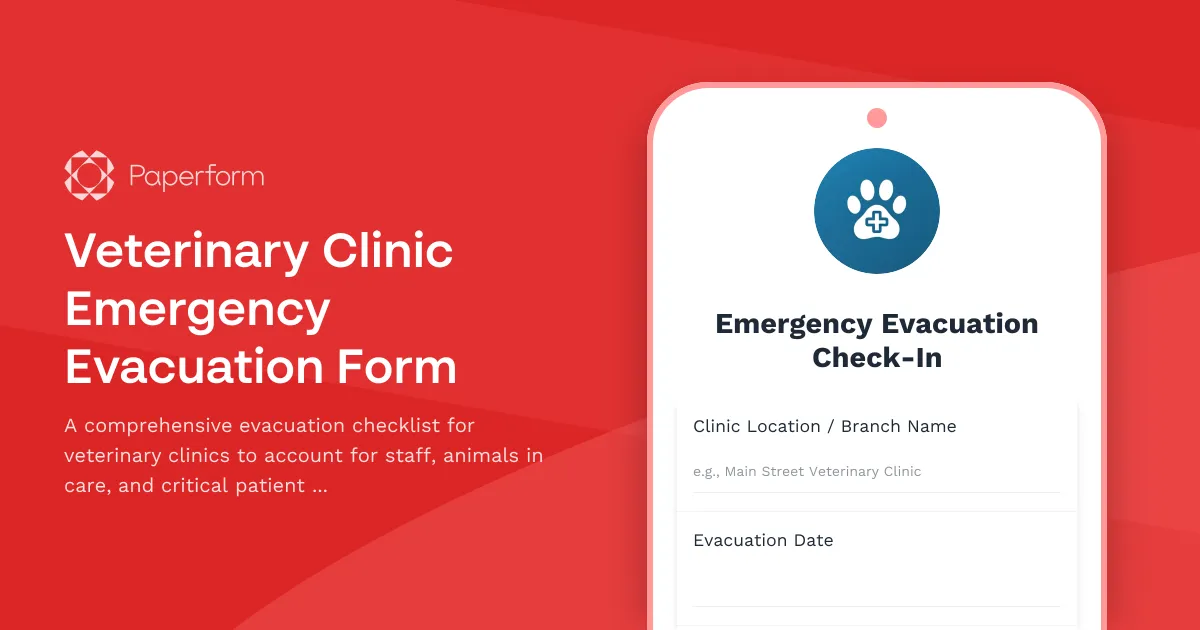 Veterinary Clinic Emergency Evacuation Form