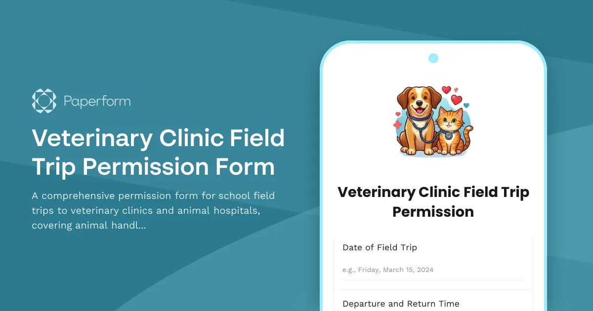Veterinary Clinic Field Trip Permission Form