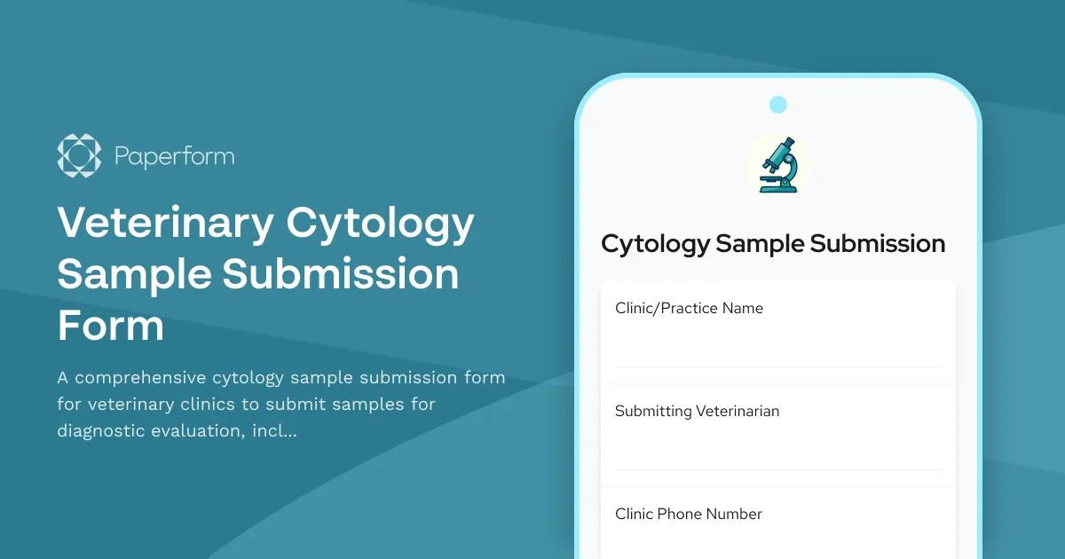 Veterinary Cytology Sample Submission Form
