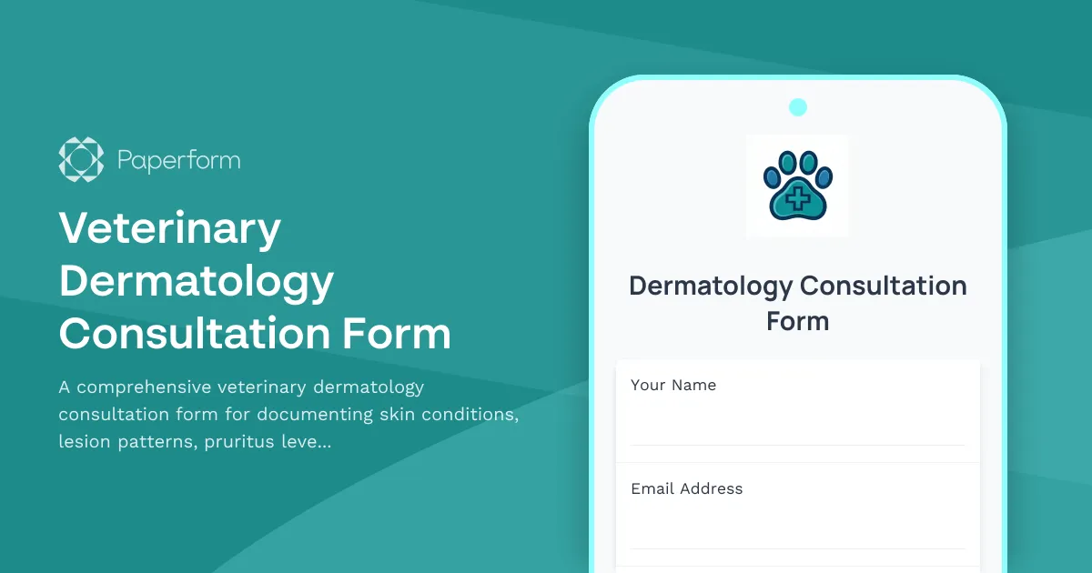 Veterinary Dermatology Consultation Form