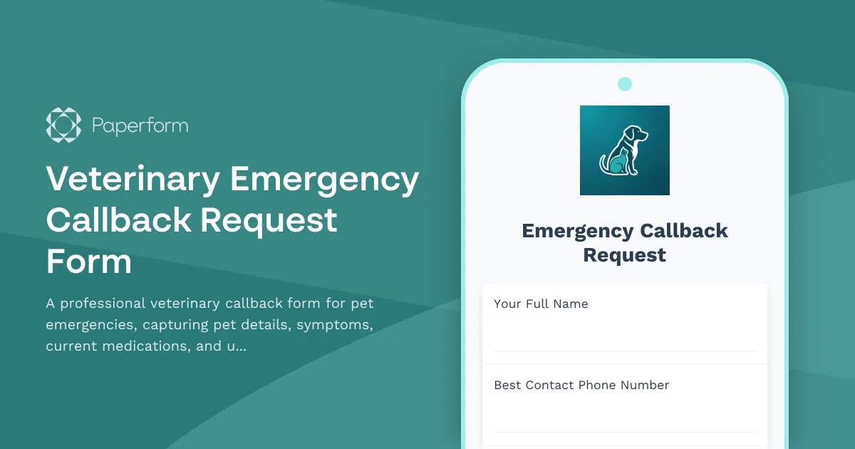 Veterinary Emergency Callback Request Form