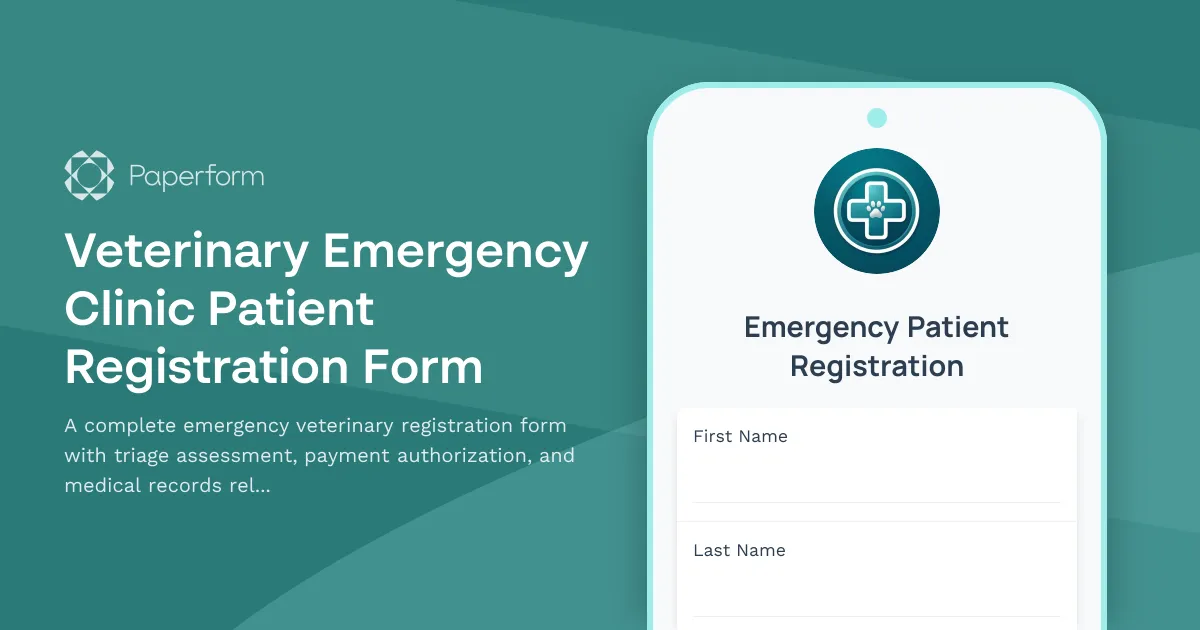 Veterinary Emergency Clinic Patient Registration Form