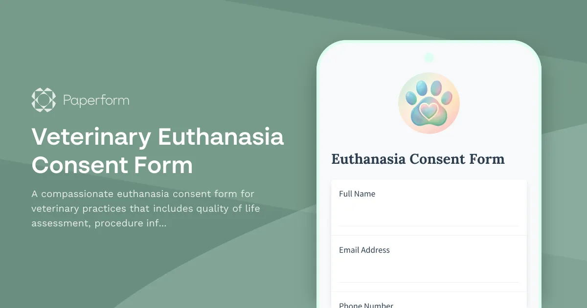 Veterinary Euthanasia Consent Form