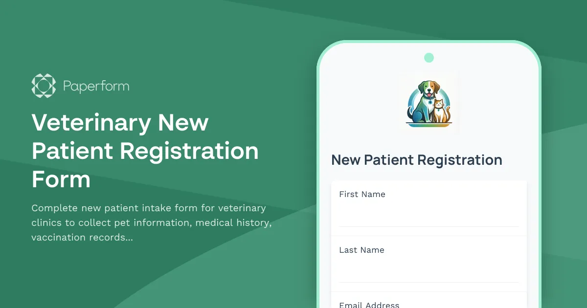 Veterinary New Patient Registration Form