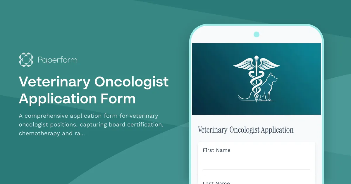 Veterinary Oncologist Application Form