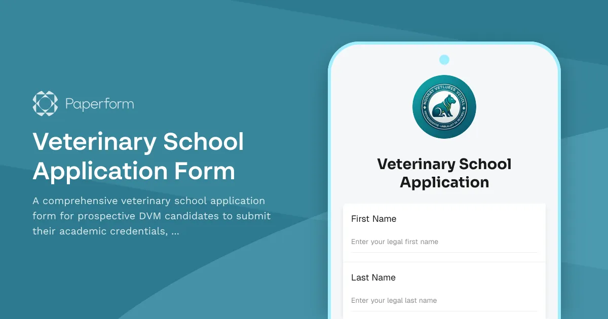Veterinary School Application Form