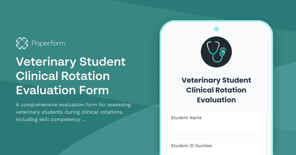 Veterinary Student Clinical Rotation Evaluation Form