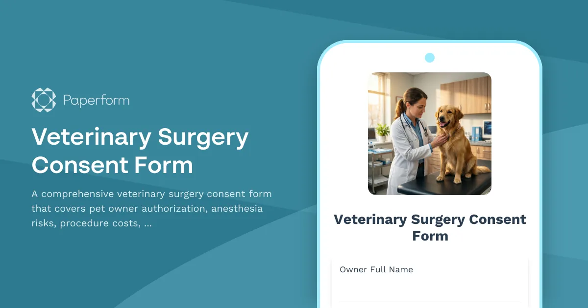 Veterinary Surgery Consent Form