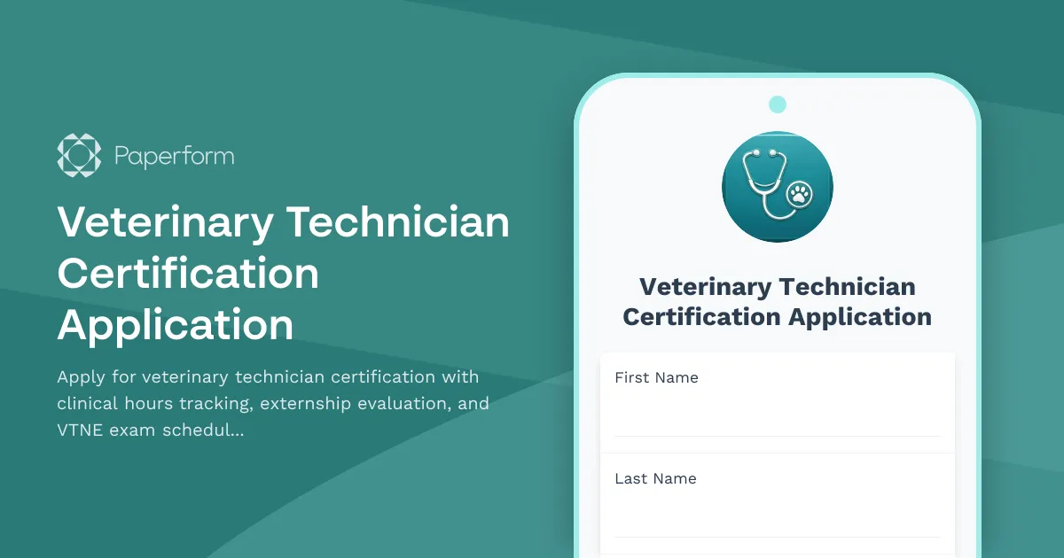 Veterinary Technician Certification Application