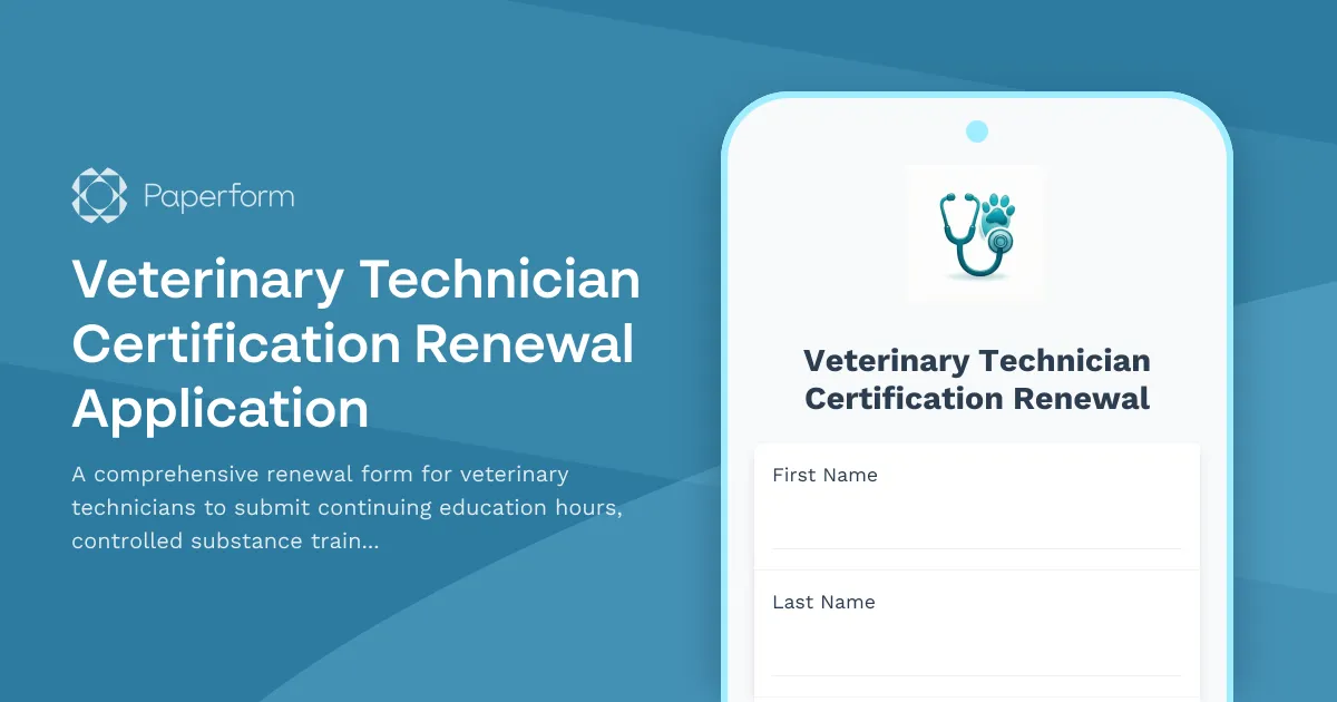 Veterinary Technician Certification Renewal Application