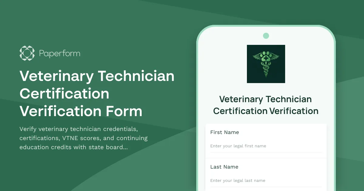 Veterinary Technician Certification Verification Form