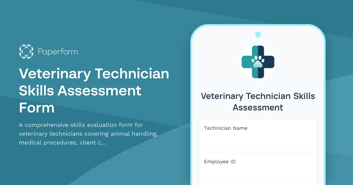 Veterinary Technician Skills Assessment Form