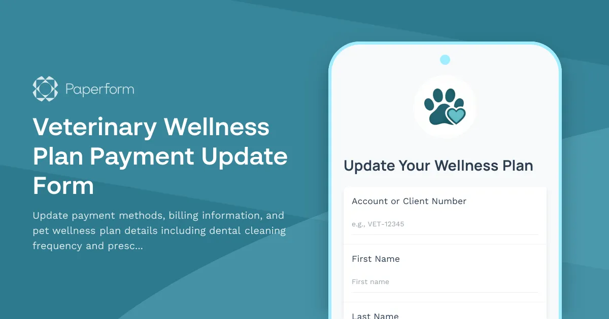 Veterinary Wellness Plan Payment Update Form