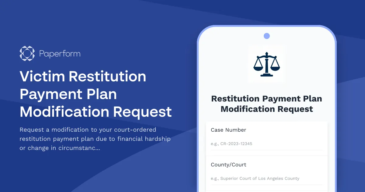 Victim Restitution Payment Plan Modification Request