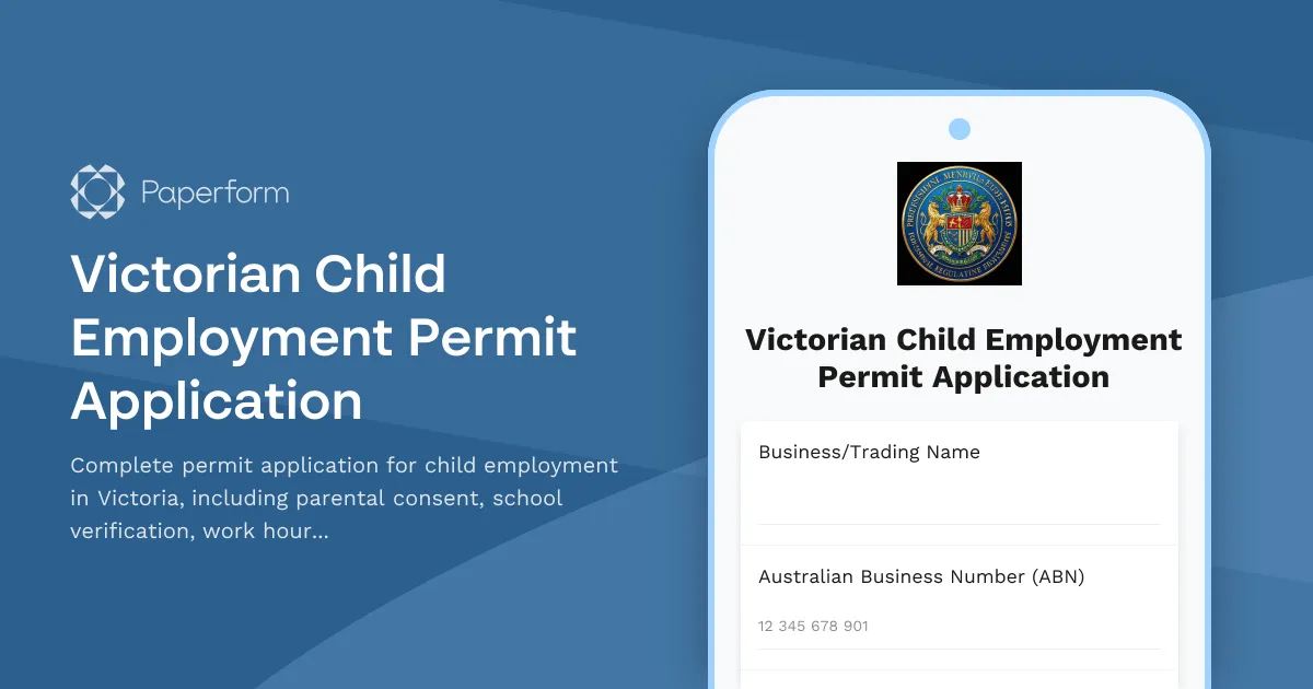 Victorian Child Employment Permit Application