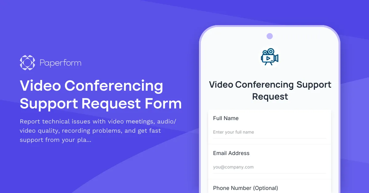 Video Conferencing Support Request Form